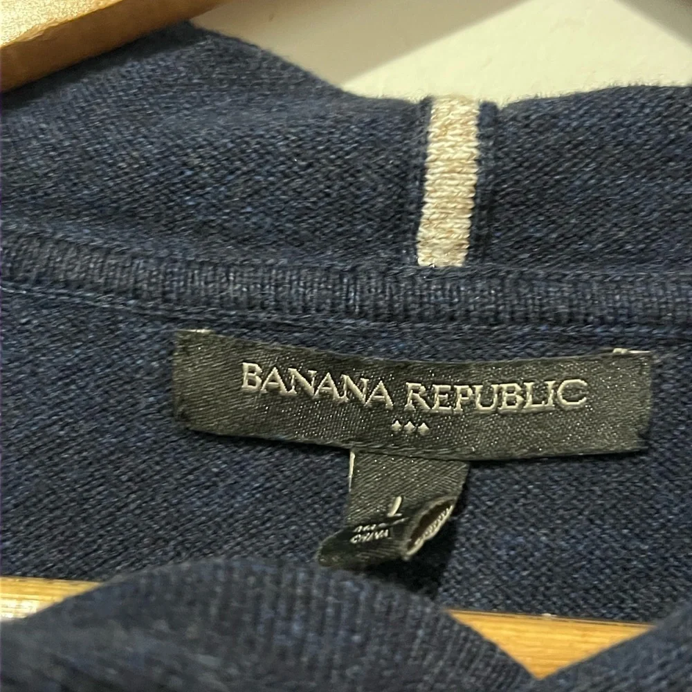 Banana Republic Factory Hoodie Sweatshirt Men's Large Kangaroo Pockets Blue L
